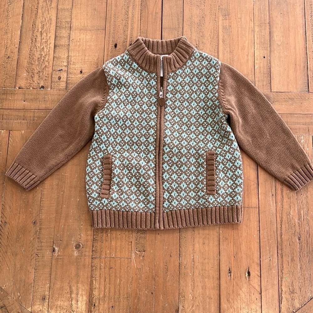 Janie and jack aqua zip front cardigan sweater